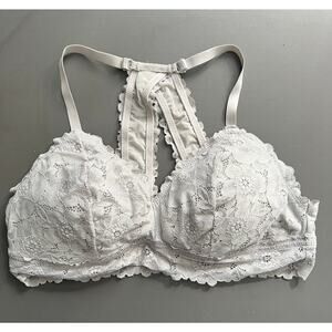 Womens Bralette Large Lace Stretch Padded Cups Racerback